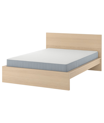 Bed frame with mattress, white stained oak veneer/Vesteröy firm, 150x200 cm